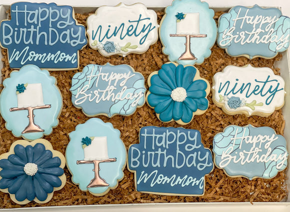 Floral Birthday sugar cookies - 1 Dozen