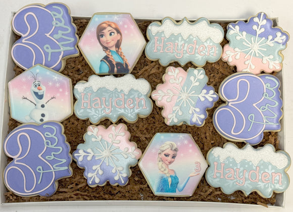 Winter Friends Birthday theme sugar cookies - 1 Dozen