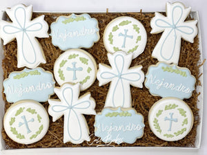 Baptism Cookies Greenery Cookies - 1 Dozen