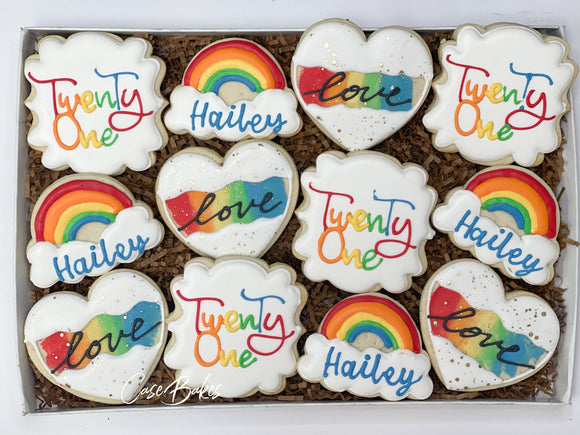 Pride rainbow birthday cookies - 1 Dozen