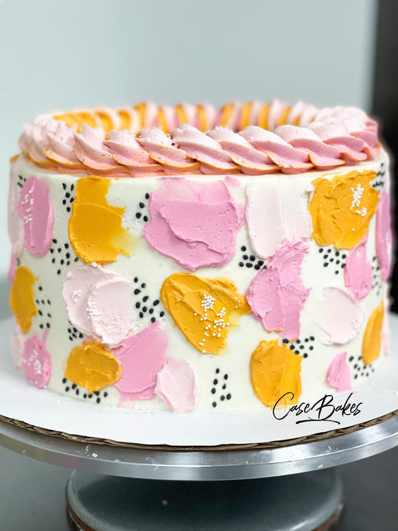 Pink and Orange Abstract Cake
