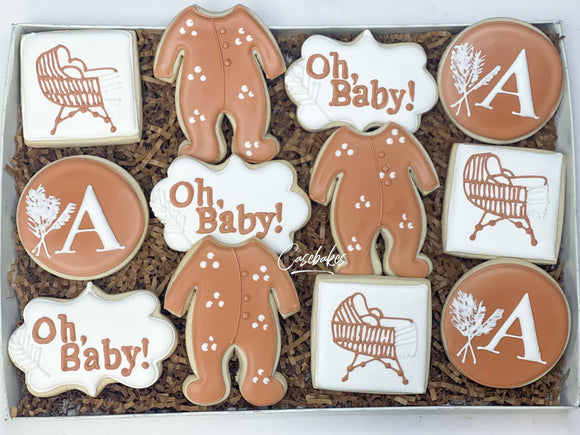 Rustic Baby Shower Cookies - 1 Dozen