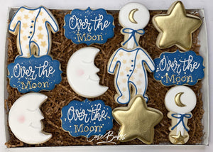 Over The Moon Baby Shower Cookies - 1 Dozen