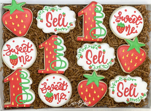 Sweet One Strawberry themed Birthday Sugar cookies -1 Dozen