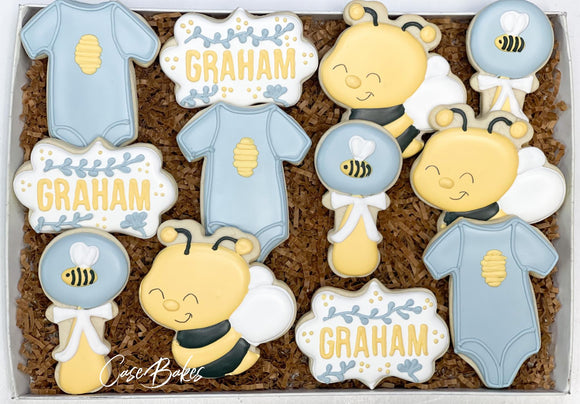 Bee themed Baby shower Sugar cookies - 1 dozen