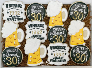 Vintage beer Birthday Sugar cookies - 1 dozen