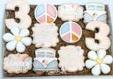 Hippie Birthday theme sugar cookies - 1 Dozen