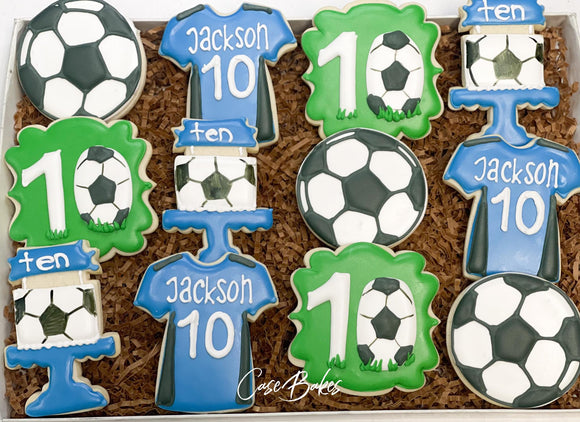 Soccer theme Birthday theme sugar cookies - 1 Dozen
