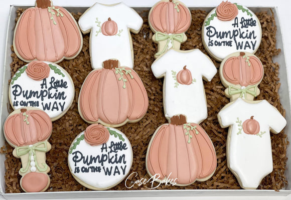 A Pumpkin is on the way Baby Shower Sugar cookies - 1 dozen