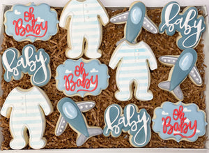 Airplane baby shower themed Sugar Cookies - 1 Dozen
