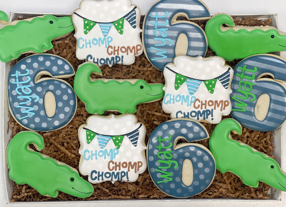 Alligator birthday sugar cookies - 1 dozen