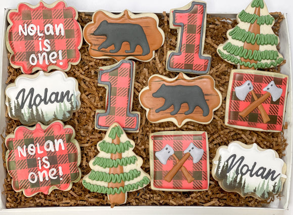 Lumber jack themed birthday sugar cookies - 1 dozen