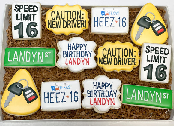 New Driver themed sugar cookies - 1 dozen