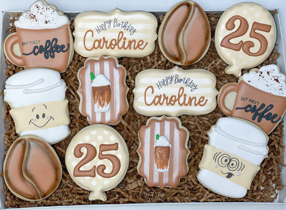 Coffee Lover birthday sugar cookies - 1 dozen