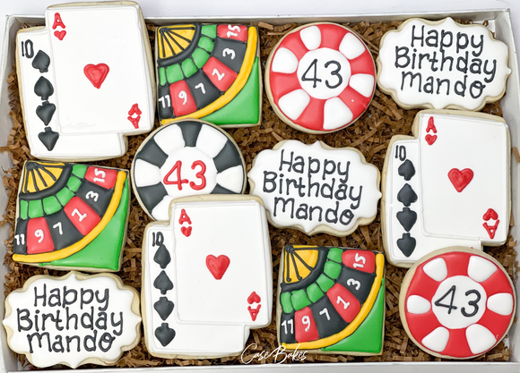 Casino gambling themed birthday Sugar Cookies - 1 Dozen