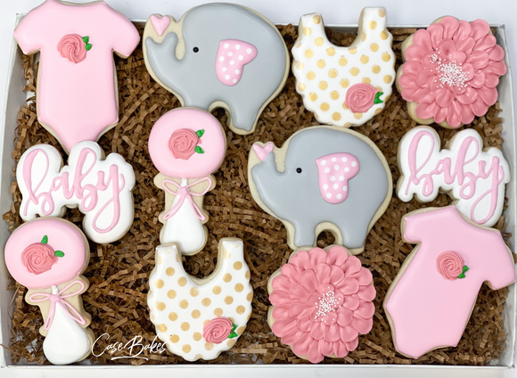 Elephant baby shower Sugar cookies - 1 dozen