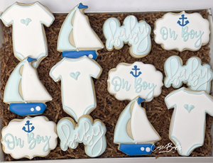 Oh Boy Nautical baby shower Sugar cookies - 1 dozen