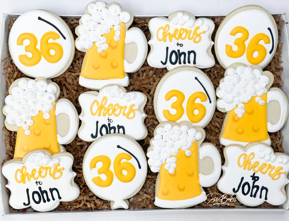 Beer themed Birthday Sugar cookies - 1 dozen