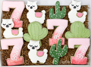 Cactus Llama Birthday Sugar cookies - 1 dozen