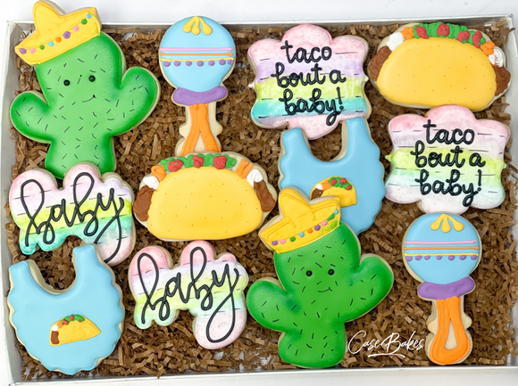 Fiesta baby shower sugar cookies - 1 Dozen