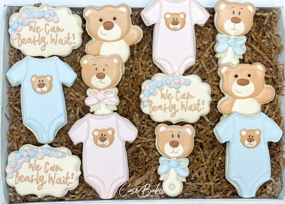 Bearly wait Gender Reveal baby shower cookies - 1 Dozen