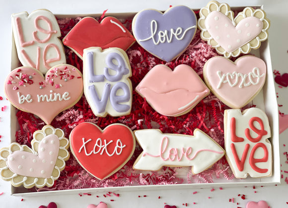 Valentines Assorted Full Size Cookies - 1 Dozen