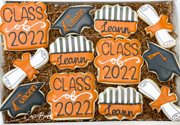 Burnt Orange Graduation Sugar Cookies - 1 Dozen
