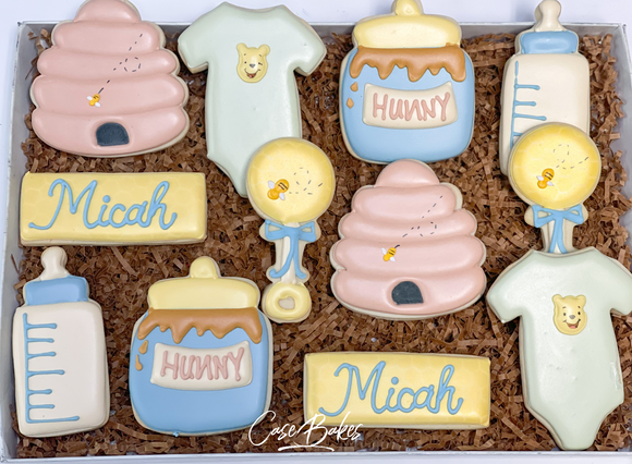 Winnie The Pooh baby shower sugar cookies  -1 Dozen
