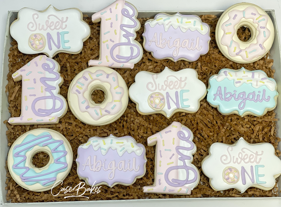 Sweet One Donut Birthday sugar cookies  -1 Dozen