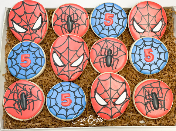Spiderman Birthday sugar cookies  -1 Dozen