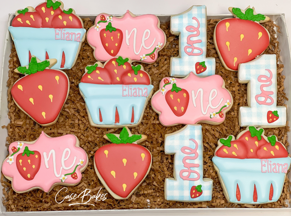 Strawberry birthday sugar cookies  -1 Dozen