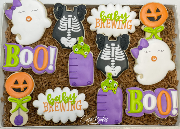 Baby Brewing Halloween Themed Baby Shower sugar cookies - 1 Dozen