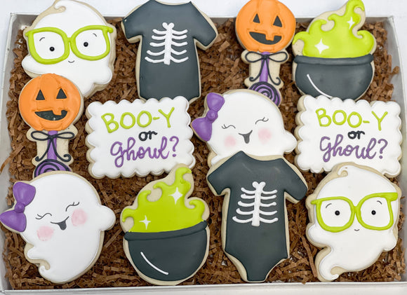 Boo-Y or Ghoul halloween baby shower themed sugar cookies - 1 dozen ...