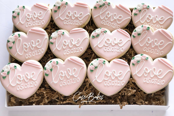 Love Hearts Wedding Sugar Cookies - 1 Dozen