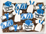 Blue and White Graduation sugar cookies - 1 Dozen