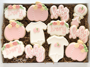 Pumpkin Floral shower sugar cookies - 1 Dozen