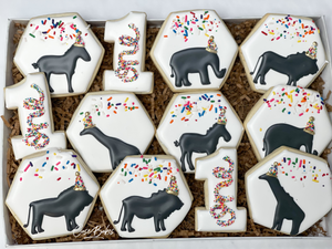 Safari Animal Birthday Sugar cookies - 1 Dozen