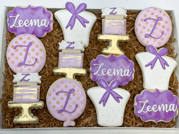 Purple Birthday Sugar cookies - 1 dozen