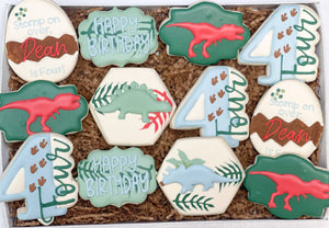 Dinosaur birthday sugar cookies - 1 dozen