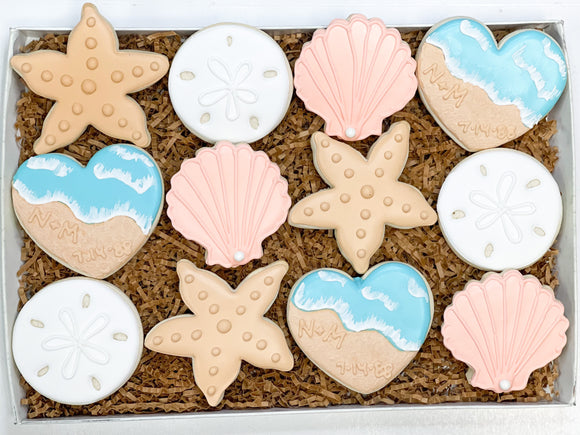 Beach Themed Anniversary Sugar Cookies - 1 Dozen