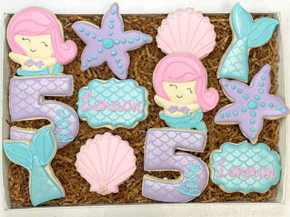 Mermaid Birthday themed Sugar Cookies - 1 Dozen