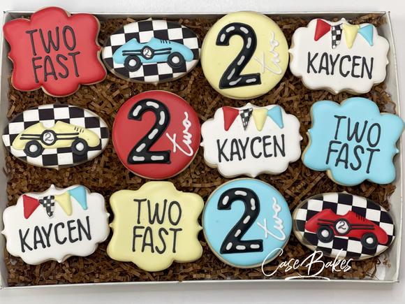 Race Car Birthday Sugar Cookies - 1 Dozen