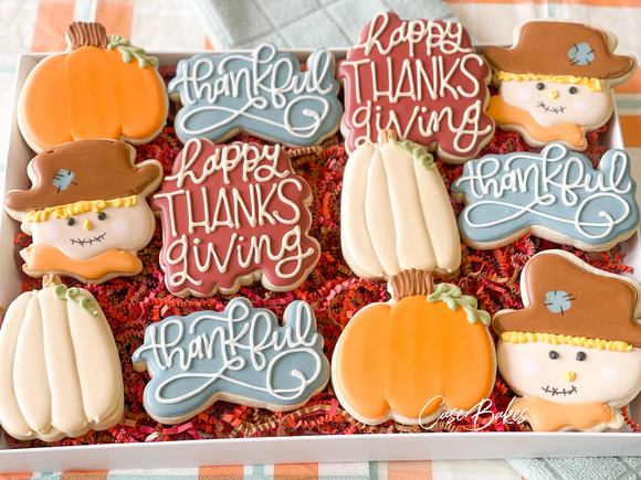 Thanksgiving Fall Themed full size cookies - 1 Dozen
