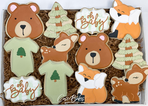 Woodland Baby Shower Decorated Sugar cookies - 1 dozen